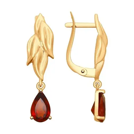 Серьги подвесные из красного золота