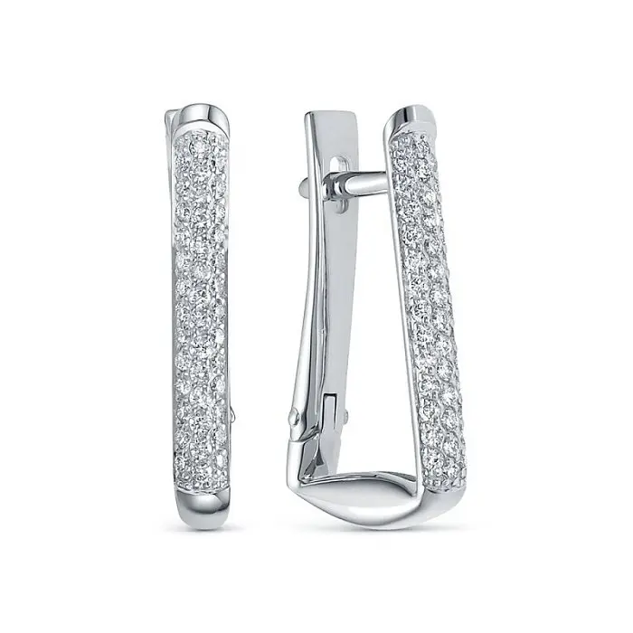 Серьги с английским замком из белого золота