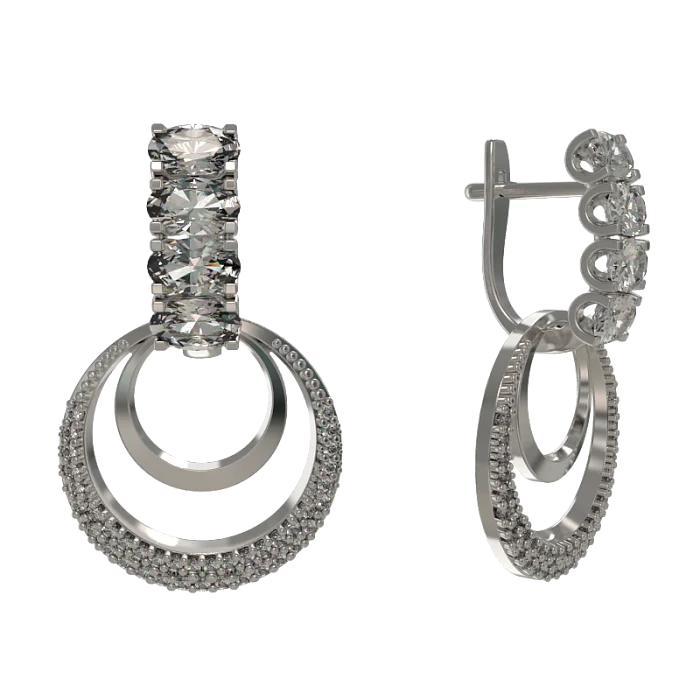 Серьги подвесные из серебра