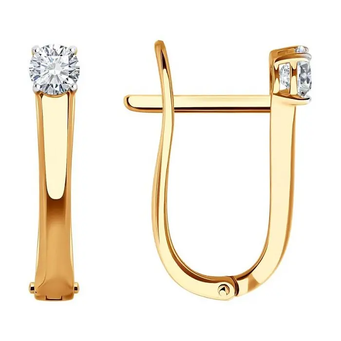 Серьги с английским замком из красного золота