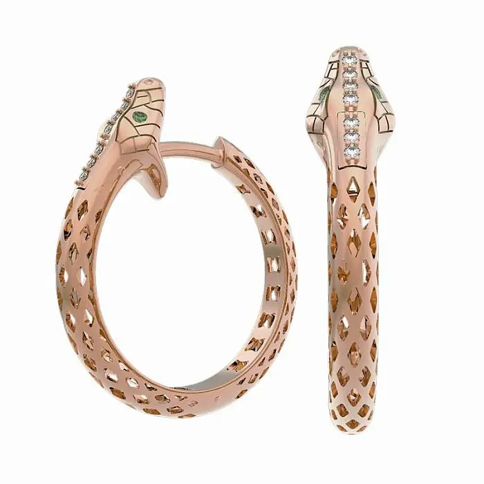 Серьги конго из красного золота