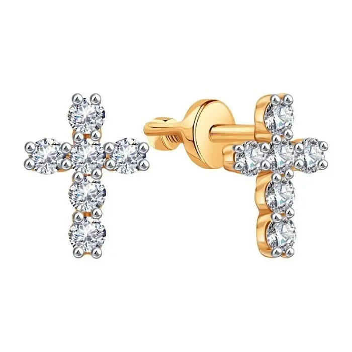 Серьги пуссеты из красного золота