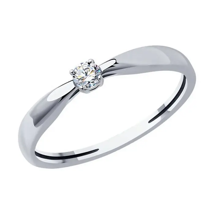 Кольцо помолвочное из белого золота