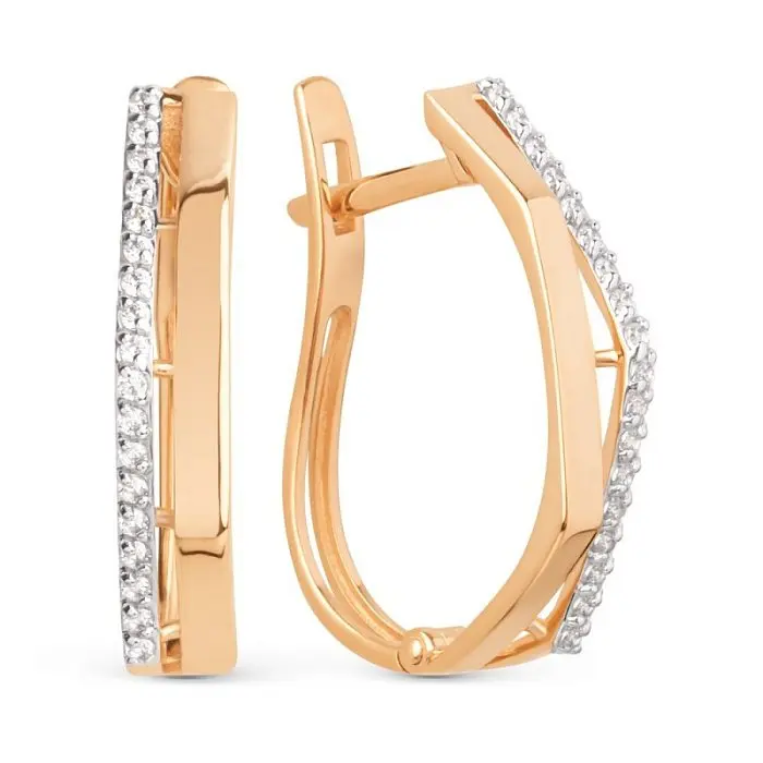 Серьги с английским замком из красного золота