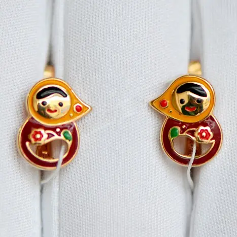 Серьги детские из красного золота