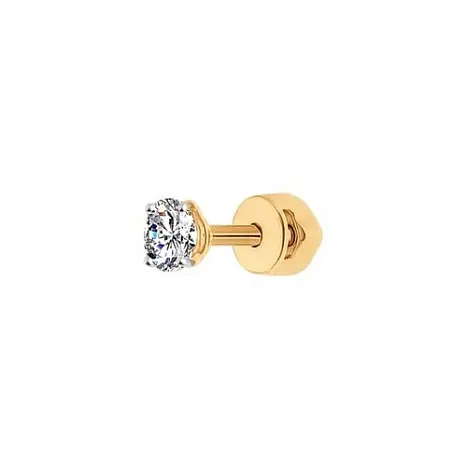 Серьги одиночные из красного золота