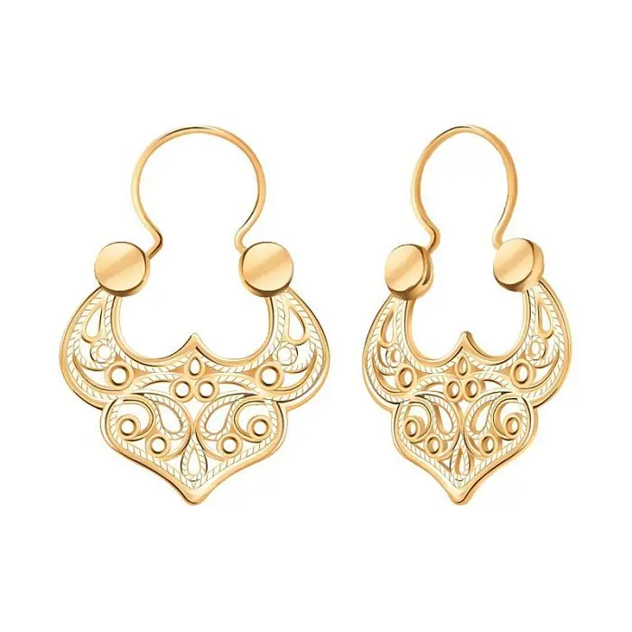 Серьги петельки из красного золота
