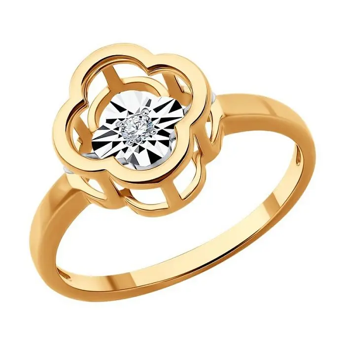 Кольцо декоративное из комбинированного золота