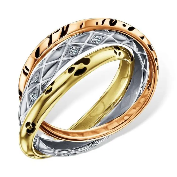 Кольцо декоративное из комбинированного золота