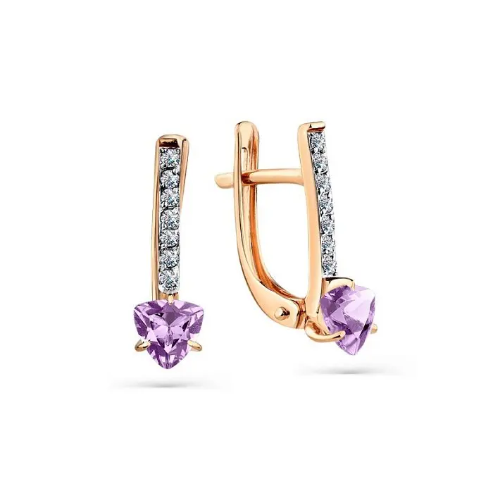 Серьги с английским замком из красного золота