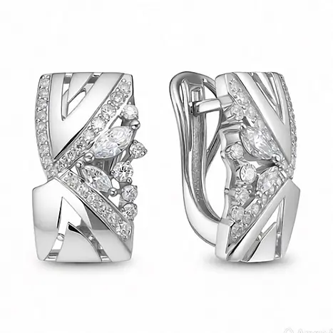 Серьги с английским замком из белого золота