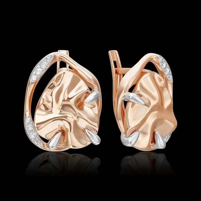 Серьги с английским замком из красного золота