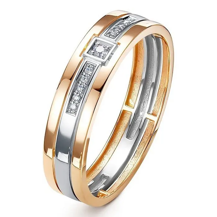 Кольцо обручальное из комбинированного золота