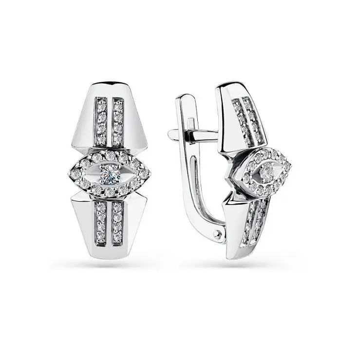 Серьги с английским замком из белого золота