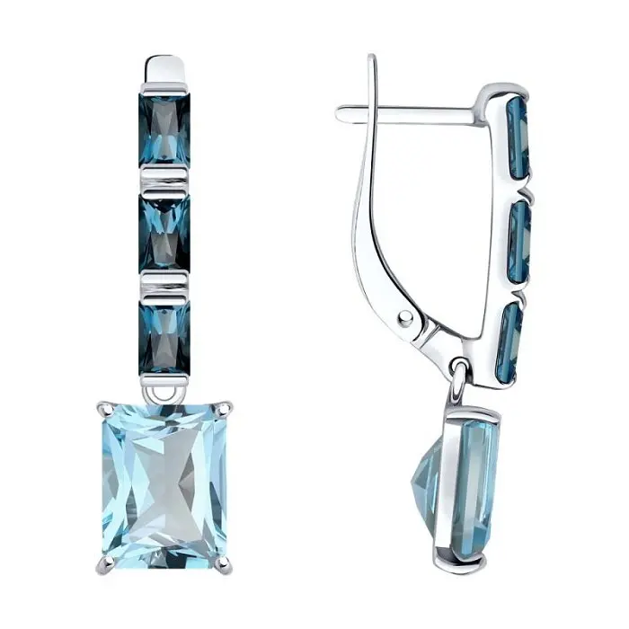 Серьги подвесные из белого золота