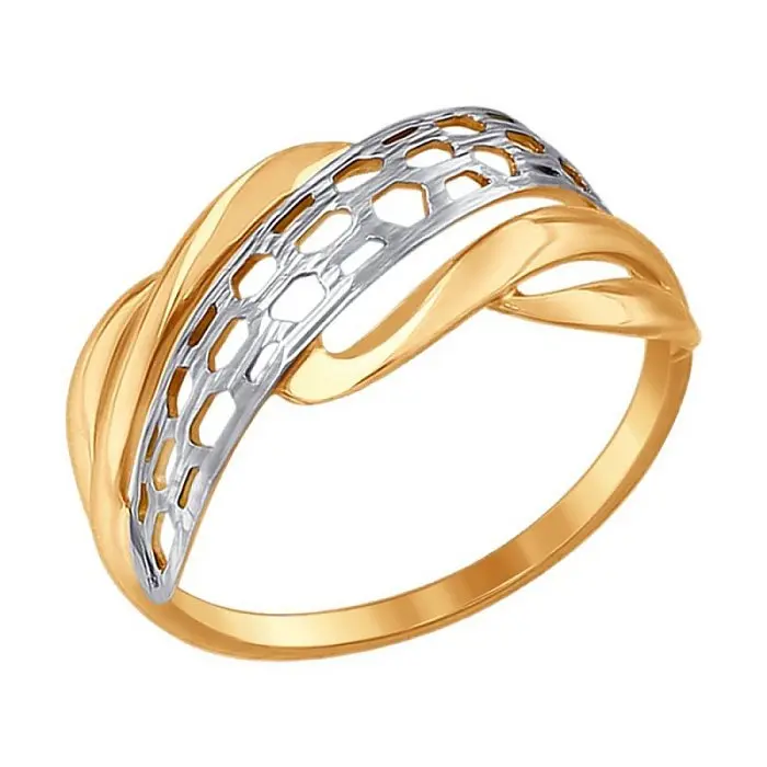 Кольцо декоративное из комбинированного золота вид 1