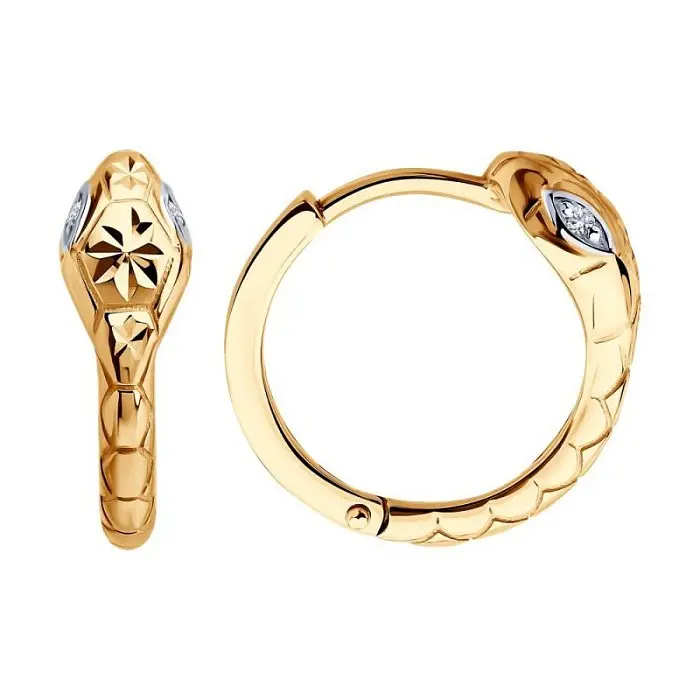 Серьги с английским замком из красного золота