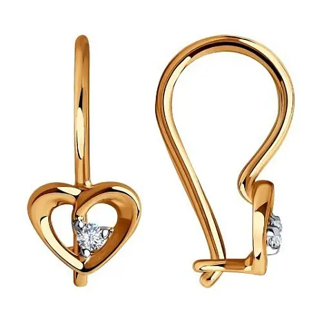Серьги детские из красного золота
