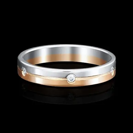 Кольцо обручальное из комбинированного золота