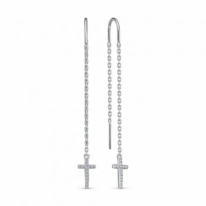 Серьги цепочки из серебра