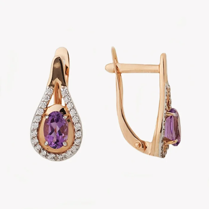 Серьги с английским замком из красного золота