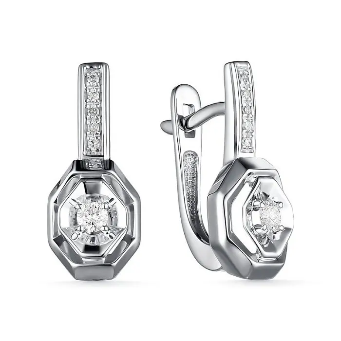 Серьги с английским замком из белого золота