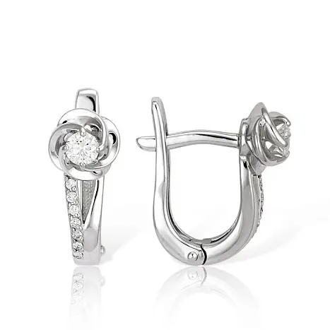 Серьги с английским замком из белого золота