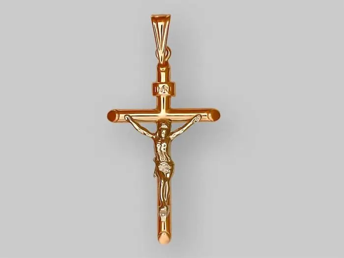 Подвеска крест из комбинированного золота