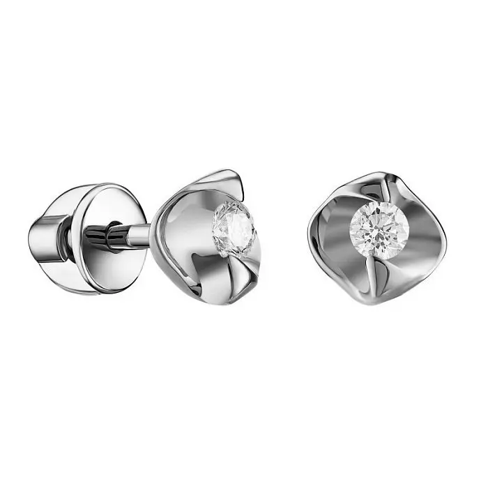 Серьги пуссеты из белого золота