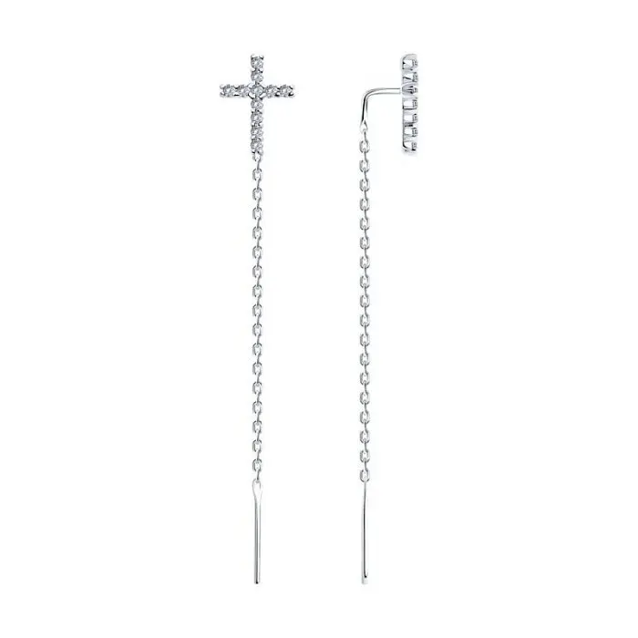 Серьги цепочки из серебра