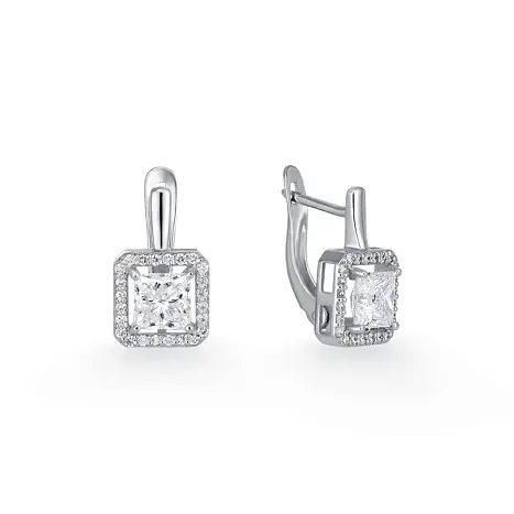 Серьги с английским замком из белого золота