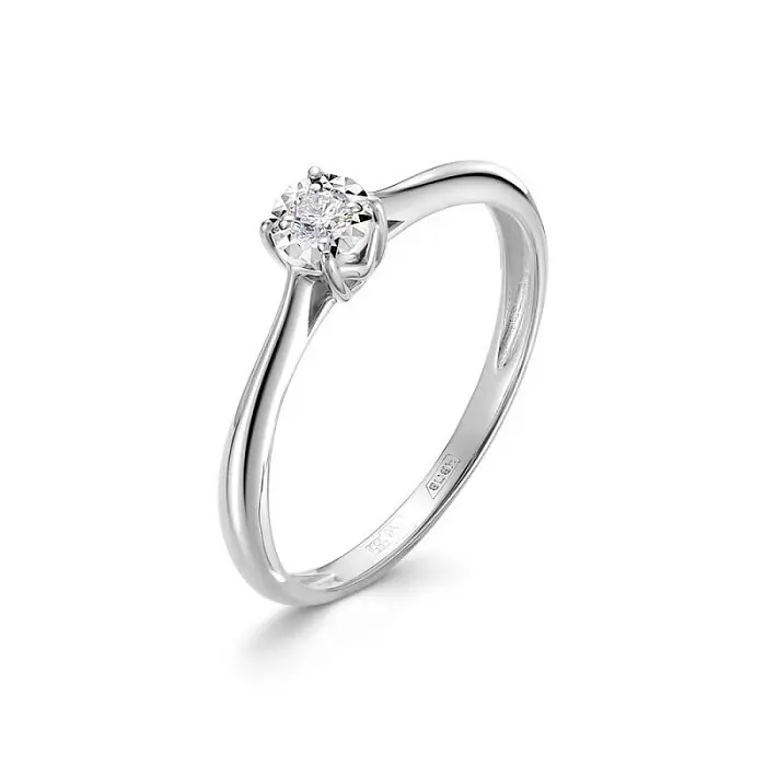 Кольцо помолвочное из белого золота