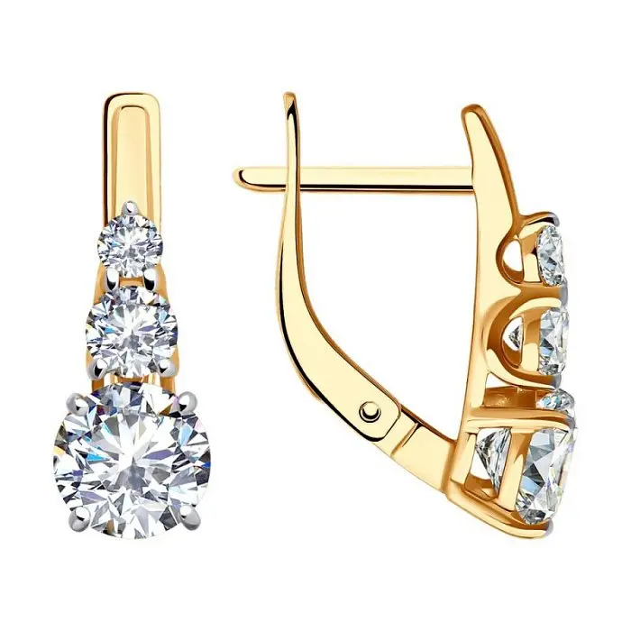 Серьги с английским замком из красного золота