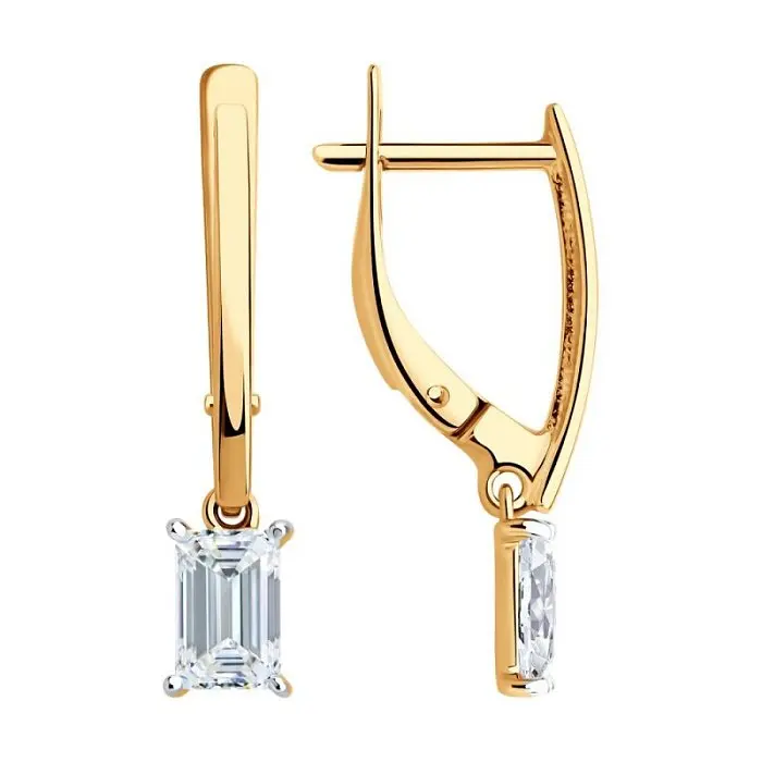 Серьги подвесные из красного золота