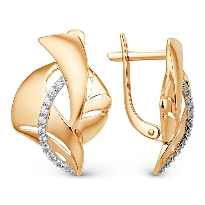 Серьги с английским замком из красного золота