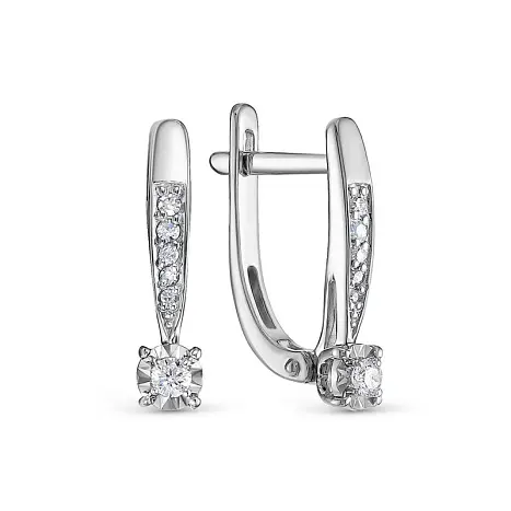 Серьги с английским замком из белого золота