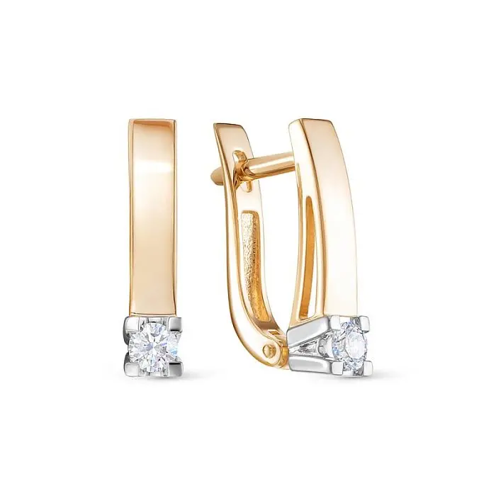 Серьги с английским замком из комбинированного золота