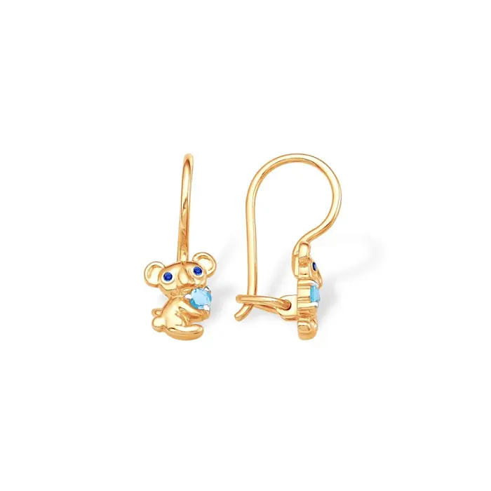 Серьги детские из красного золота