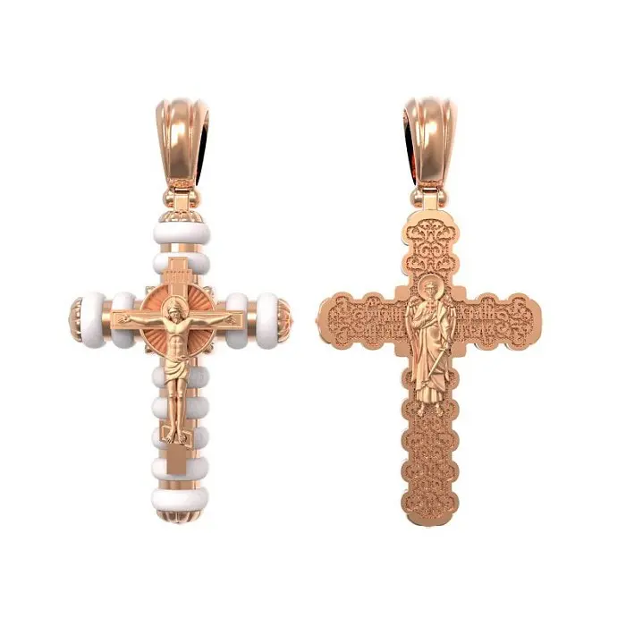 Подвеска крест из красного золота