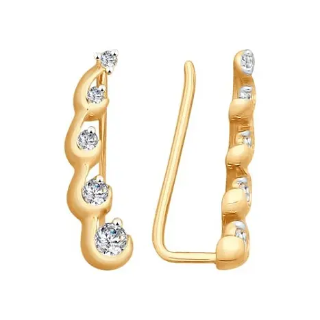 Серьги зажимы из красного золота