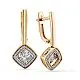 Серьги подвесные из комбинированного золота
