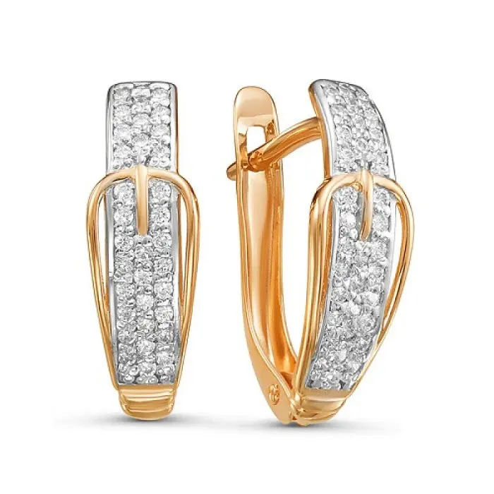 Серьги с английским замком из комбинированного золота