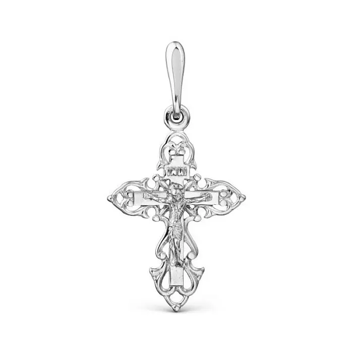 Подвеска крест из белого золота