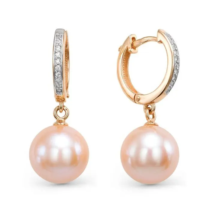 Серьги подвесные из красного золота