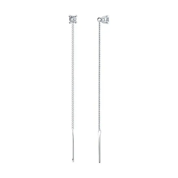 Серьги цепочки из серебра