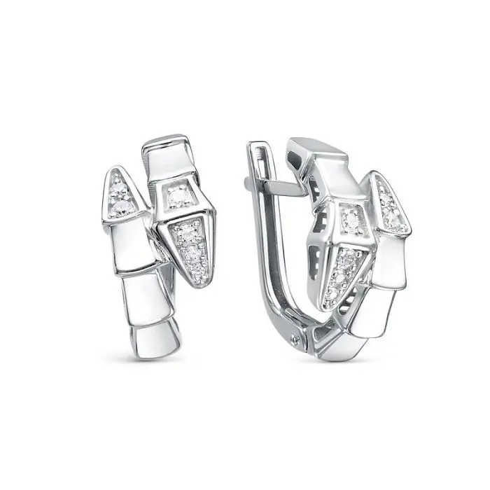 Серьги с английским замком из белого золота