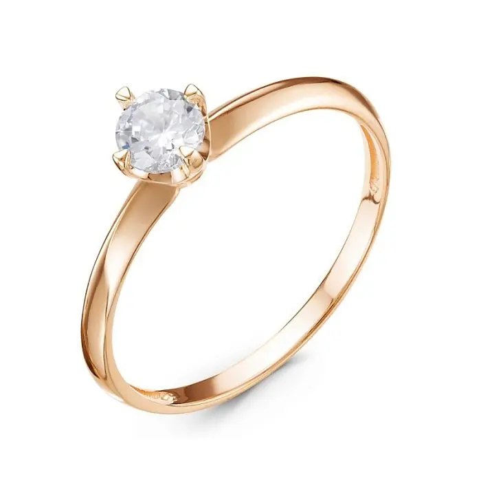 Кольцо помолвочное из красного золота