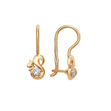 Серьги детские из красного золота