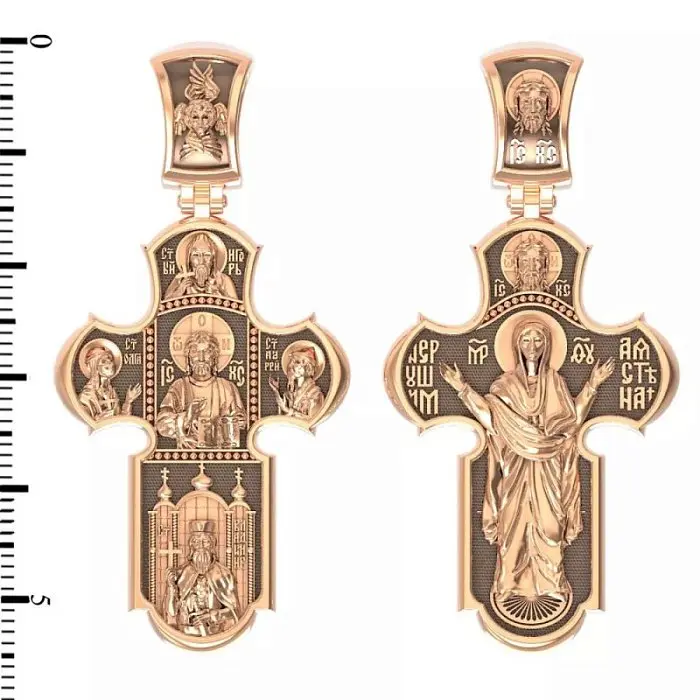 Подвеска крест из красного золота