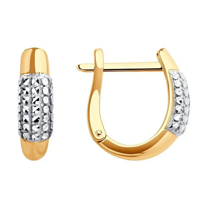 Серьги с английским замком из комбинированного золота